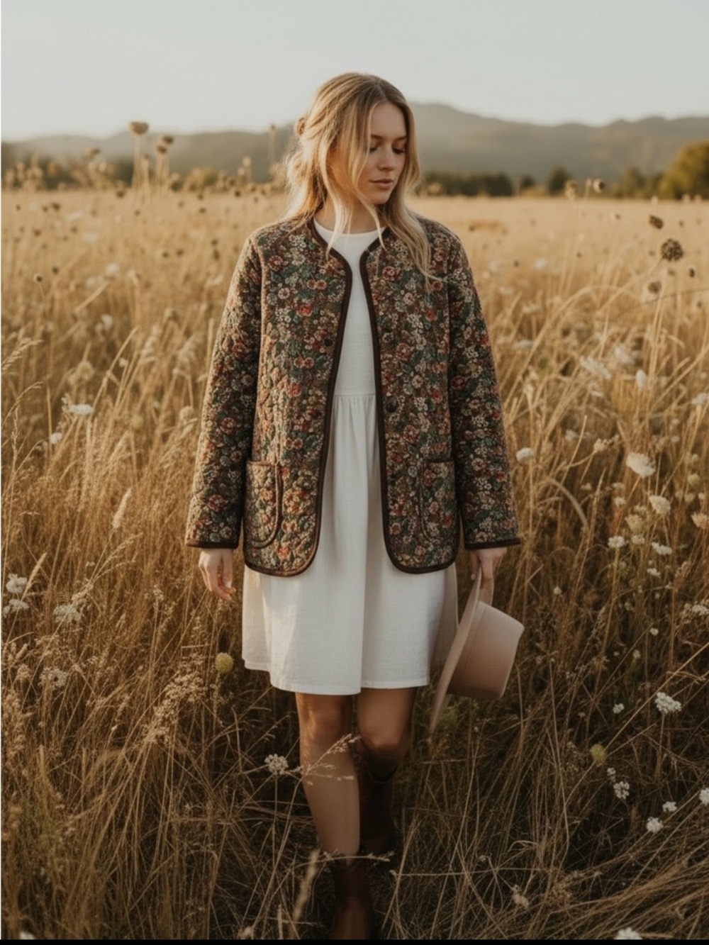 Handmade Floral Quilted Jacket Cottagecore Patchwork Earthy Jacket Cardigan